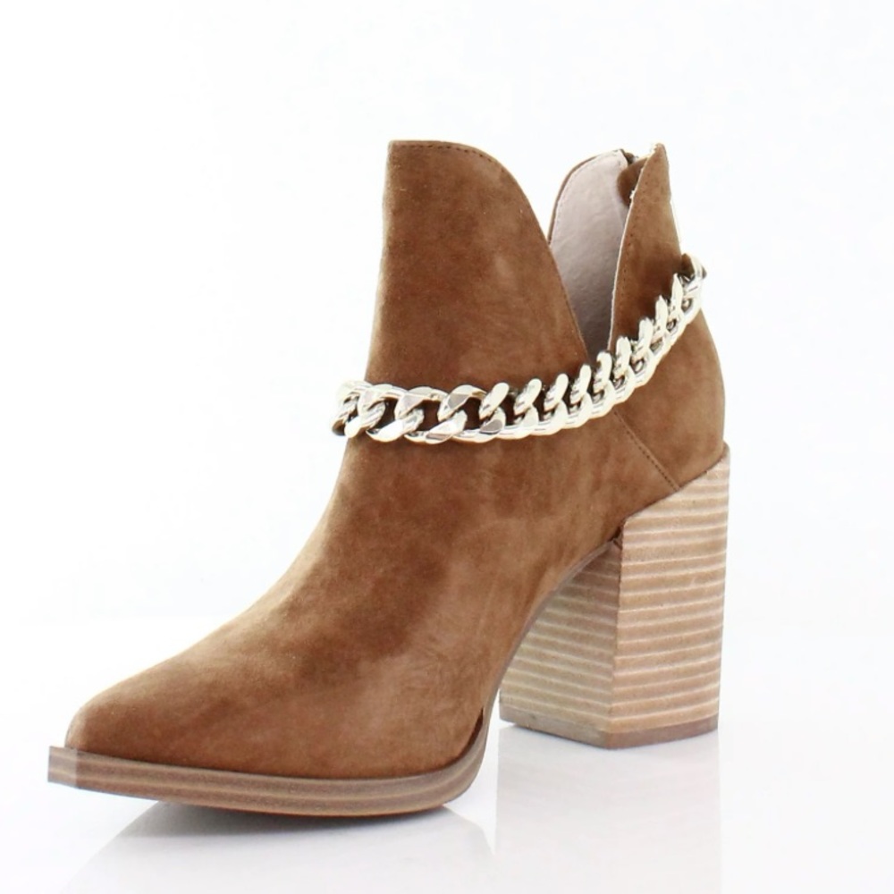 Steve Madden Cedar suede Leather With
Chain Ankle Booties size 6